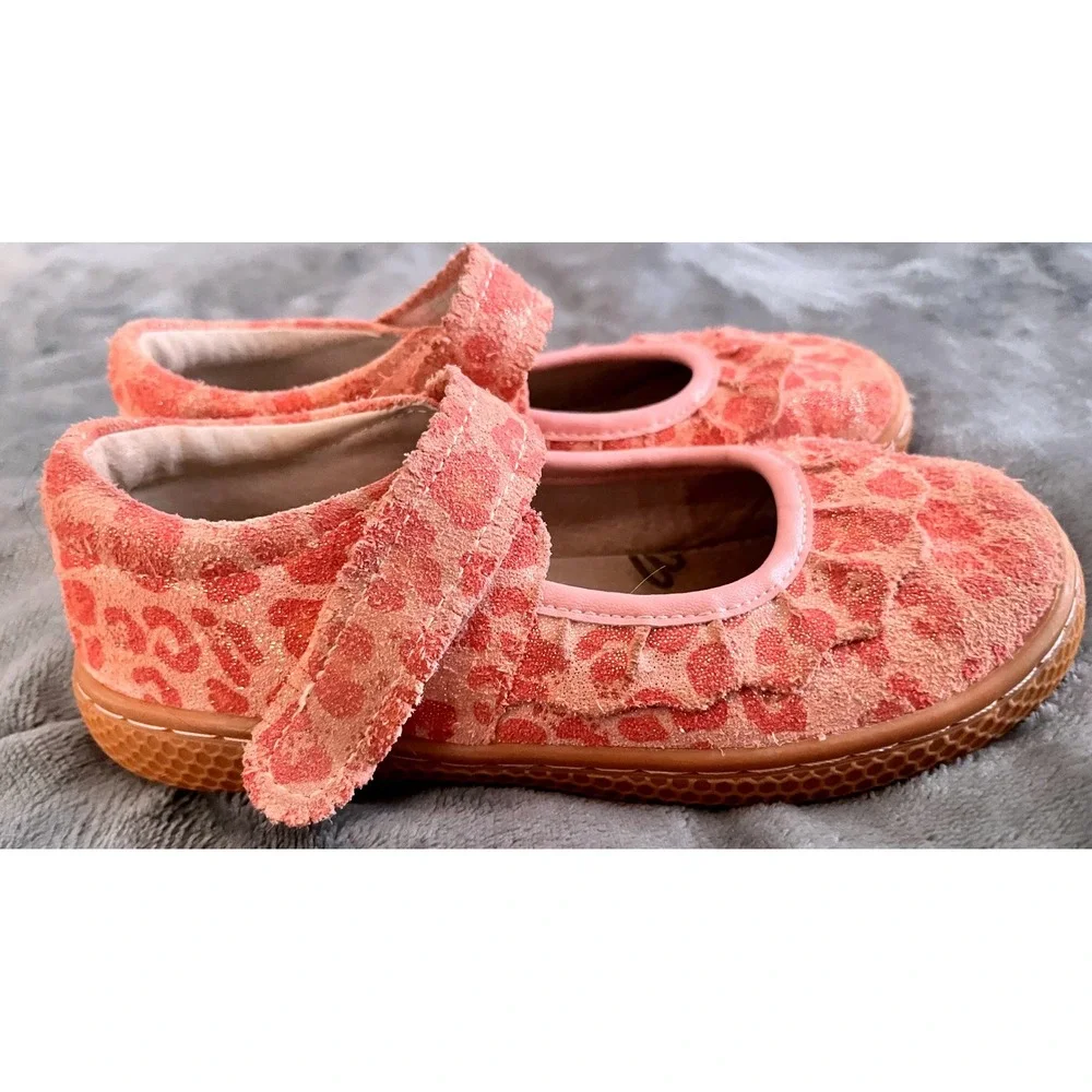 Livie‎ & Luca Pink Leopard Print Suede Mary Jane Shoes Toddler Size 12M Glitter